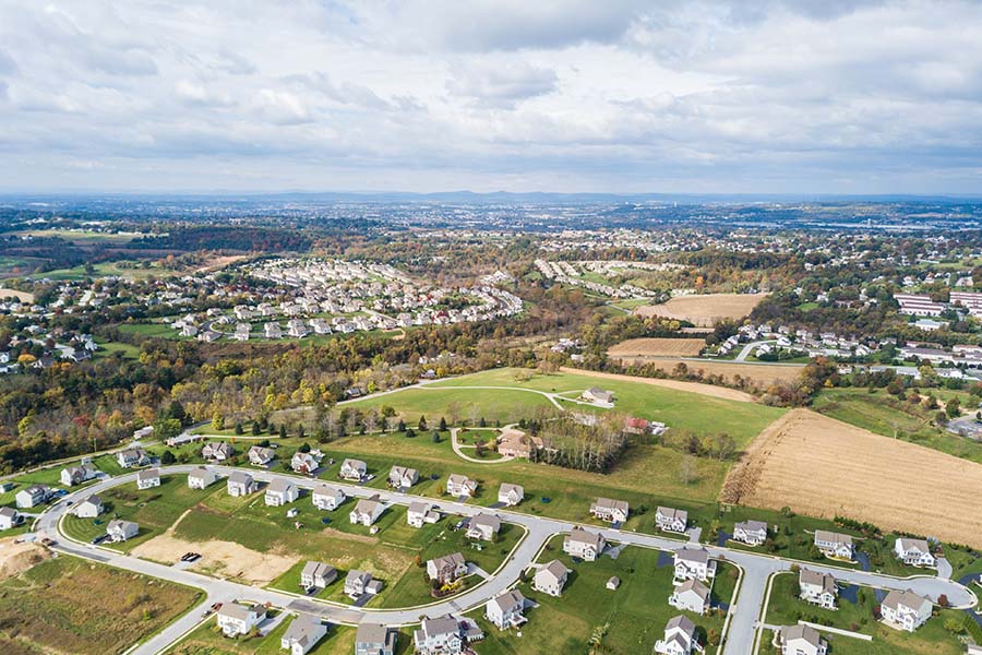 California PA - Aerial View of Small Town California Pennsylvania